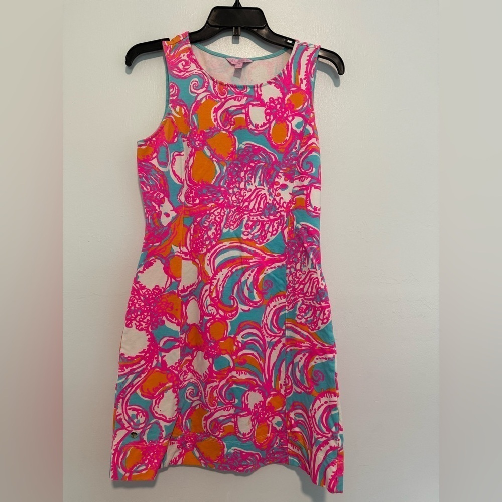 Lilly Pulitzer Feeling Tanked Groovy Floral Shift Terry Cloth Dress Size M